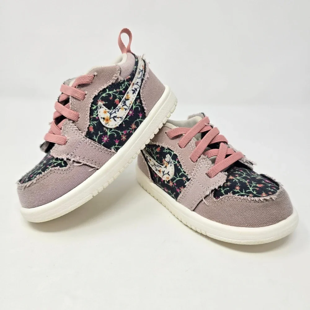 Nike Air Jordan 1 Retro Low ALT SE Floral Pink Velcro FJ3450-001 Toddler 7C - Picture 8 of 16